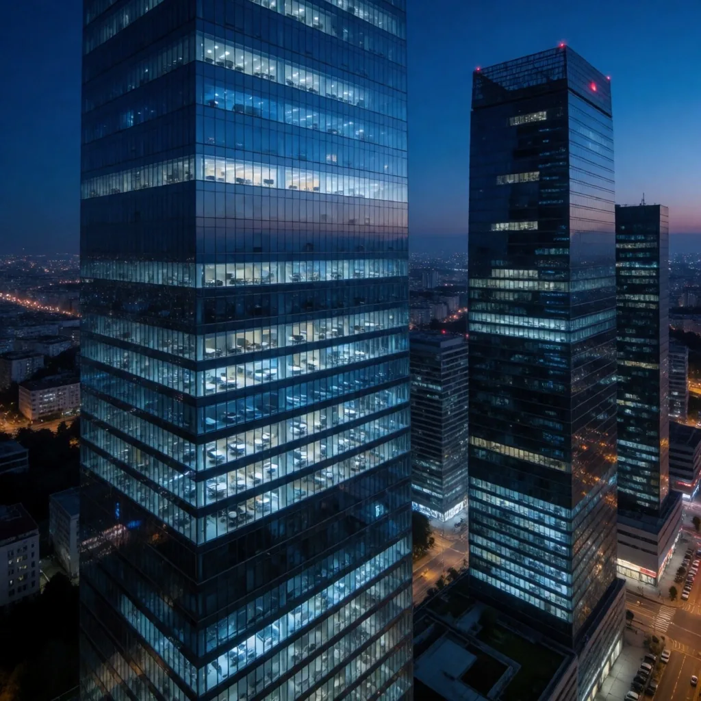 İstanbul Levent finans bölgesi gece görünümü