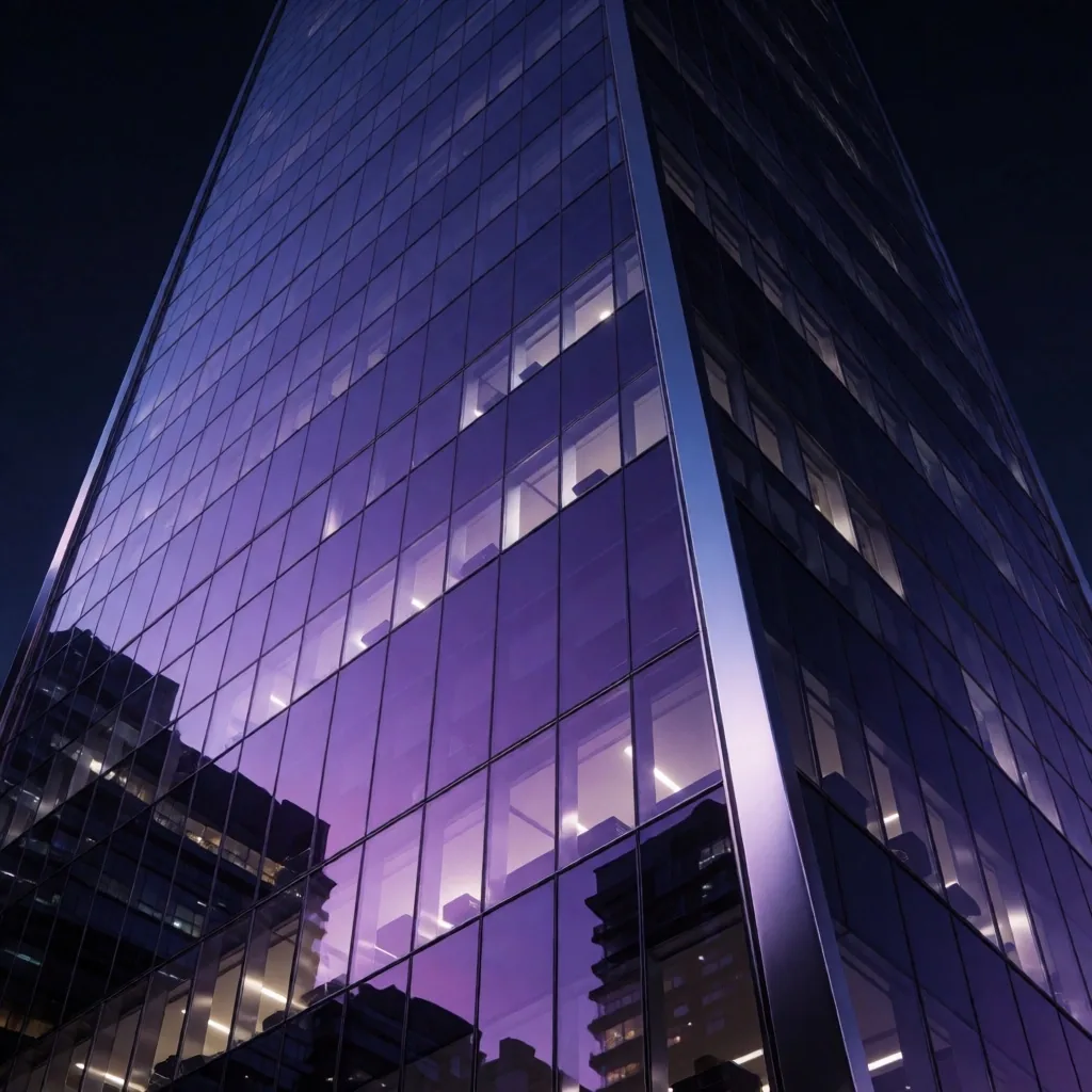 Modern ofis kulesi gece görünümü