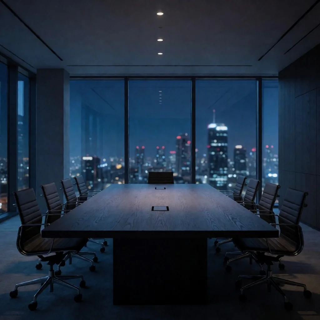 Gece boardroom toplantı odası