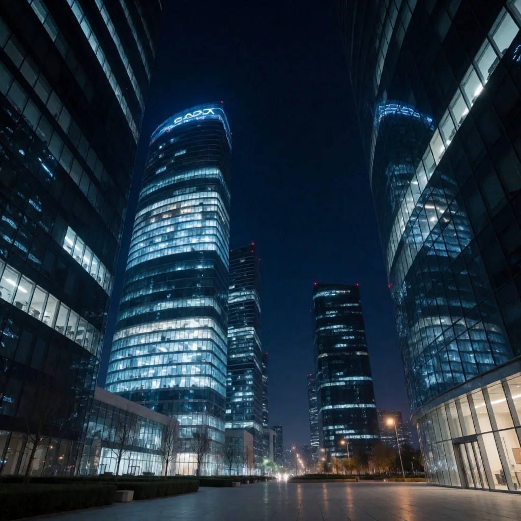 İstanbul Levent finans bölgesi gece görünümü